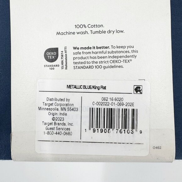 NEW Threshold 400 Thread Count Performance Flat Sheet - King - Metallic Blue - Picture 5 of 10